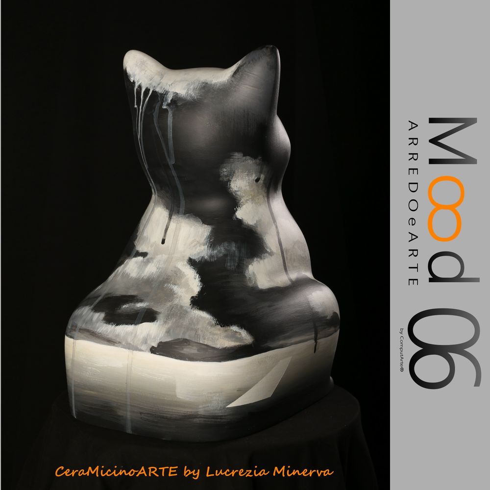 Pièces uniques - Bianca Miao - CeraMicinoARTE - une statuette de chat - Pièce d'art unique créée par Lucrezia Minerva - MOOD06 ARREDO E ARTE BY COMPUTARTE®
