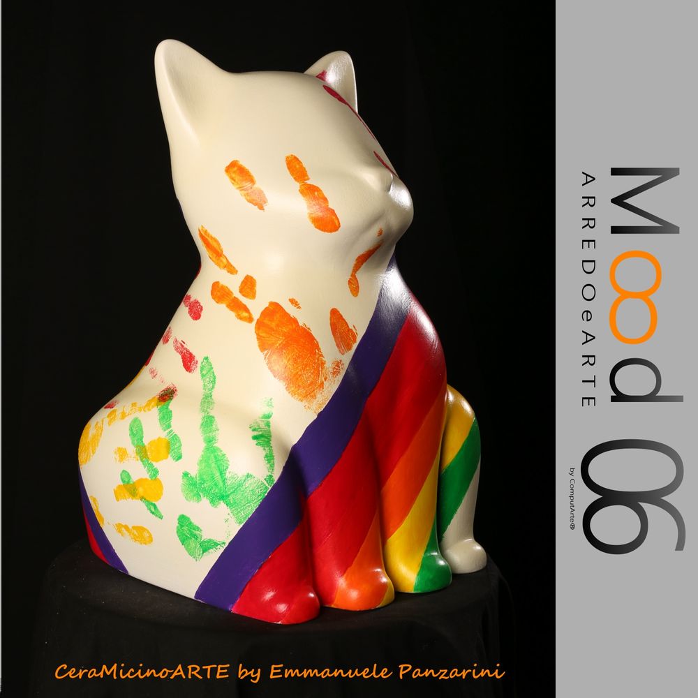 Pièces uniques - Bianca Miao - CeraMicinoARTE - une statuette de chat - Pièce d'art unique créée par Emmanuele Panzarini - MOOD06 ARREDO E ARTE BY COMPUTARTE®