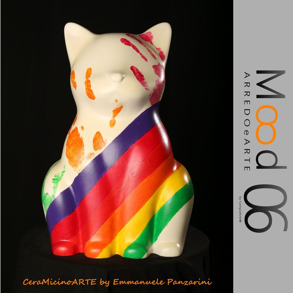 Pièces uniques - Bianca Miao - CeraMicinoARTE - une statuette de chat - Pièce d'art unique créée par Emmanuele Panzarini - MOOD06 ARREDO E ARTE BY COMPUTARTE®
