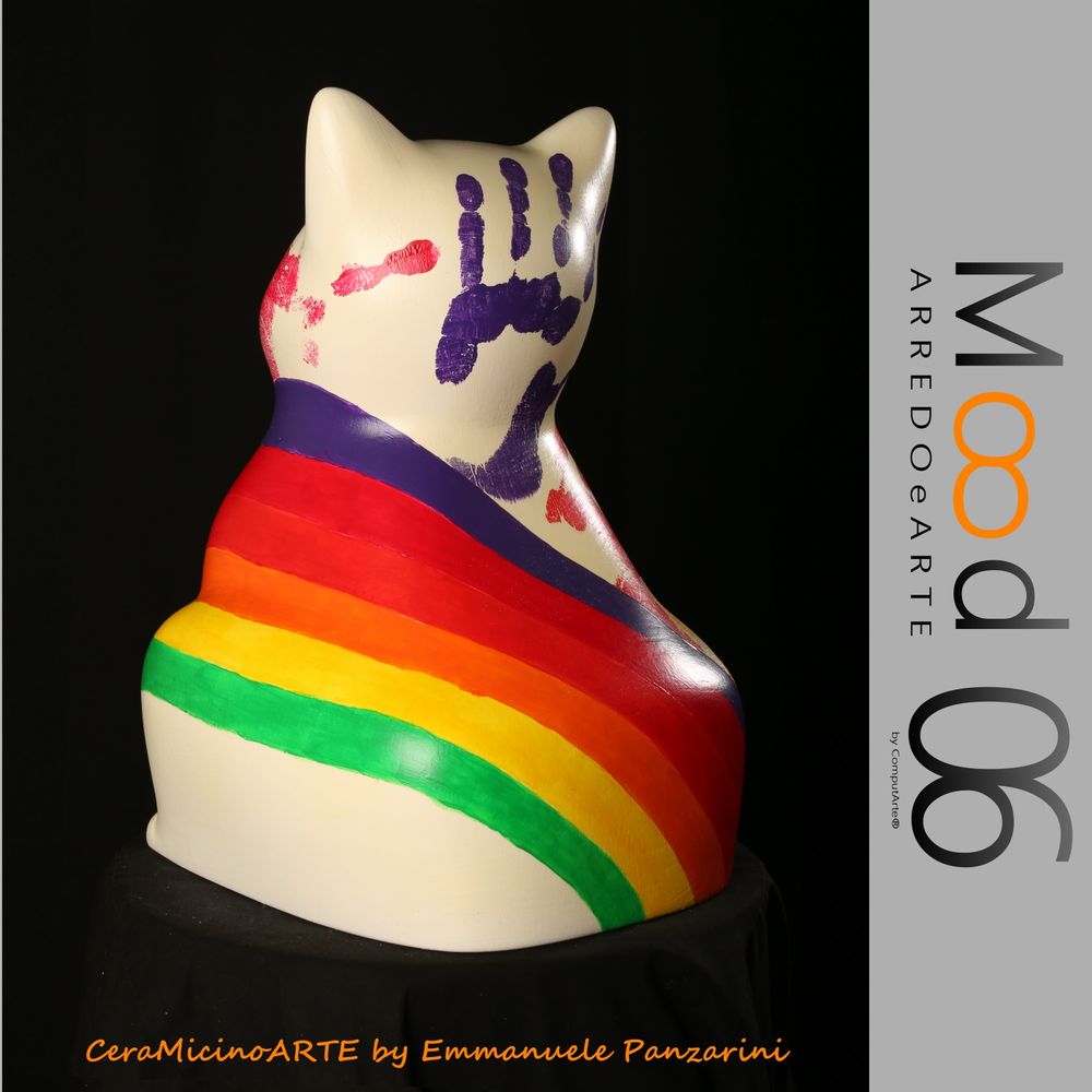 Pièces uniques - Bianca Miao - CeraMicinoARTE - une statuette de chat - Pièce d'art unique créée par Emmanuele Panzarini - MOOD06 ARREDO E ARTE BY COMPUTARTE®