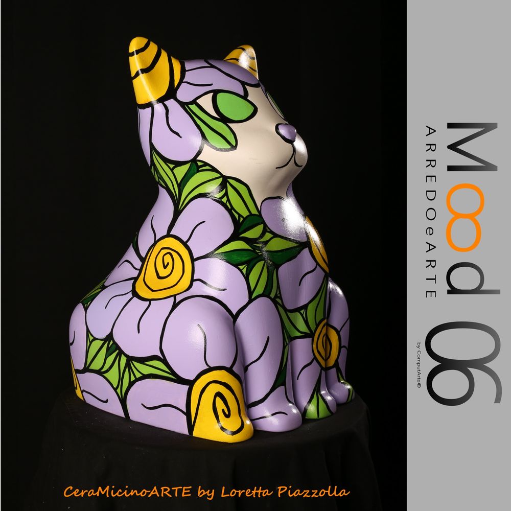 Unique pieces - Bianca Miao - CeraMicinoARTE - a Cat statuette - Unique Art piece made by Loretta Piazzolla - MOOD06 ARREDO E ARTE BY COMPUTARTE®