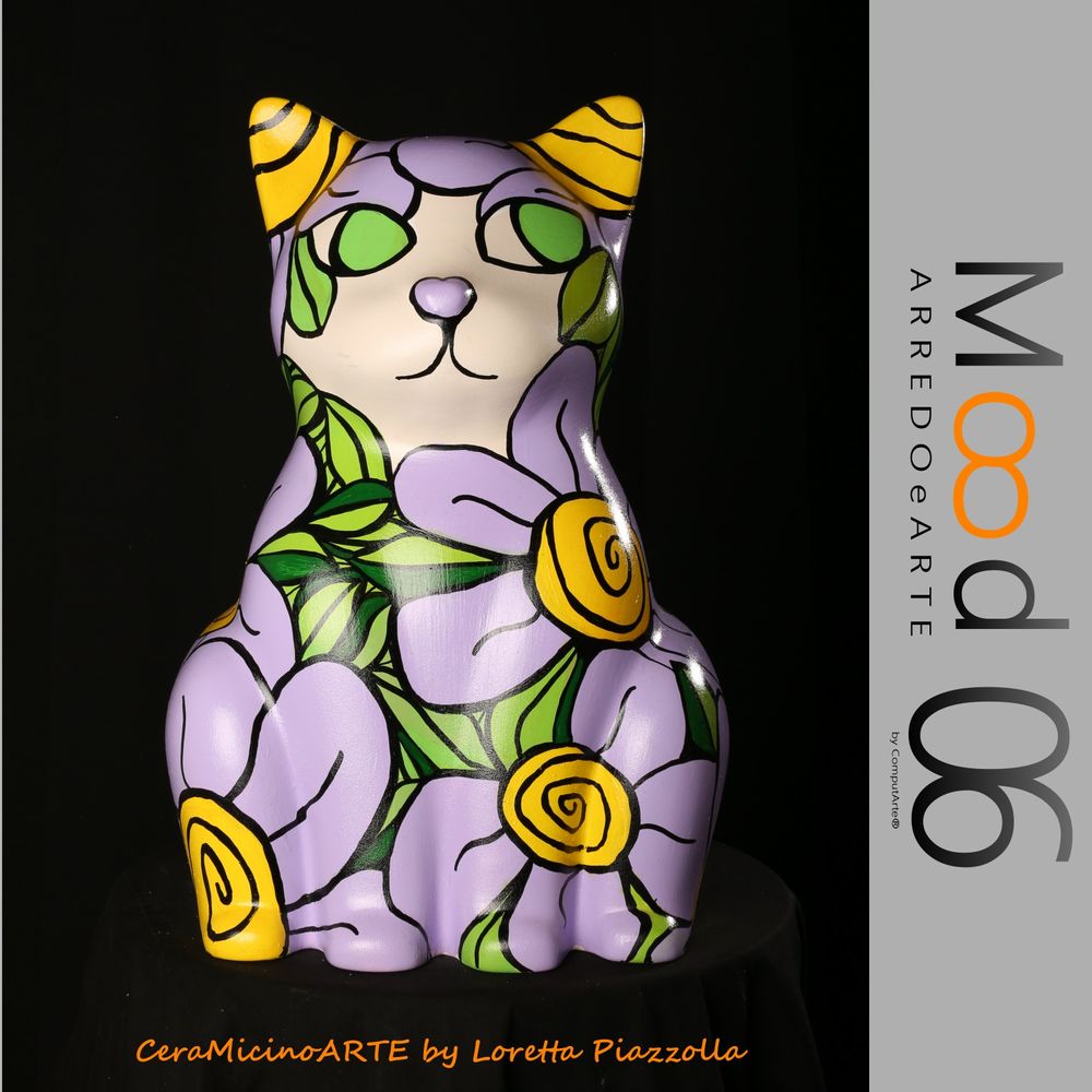 Unique pieces - Bianca Miao - CeraMicinoARTE - a Cat statuette - Unique Art piece made by Loretta Piazzolla - MOOD06 ARREDO E ARTE BY COMPUTARTE®