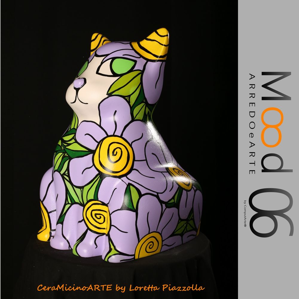Unique pieces - Bianca Miao - CeraMicinoARTE - a Cat statuette - Unique Art piece made by Loretta Piazzolla - MOOD06 ARREDO E ARTE BY COMPUTARTE®