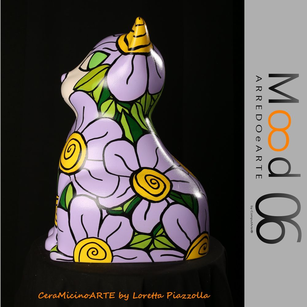Unique pieces - Bianca Miao - CeraMicinoARTE - a Cat statuette - Unique Art piece made by Loretta Piazzolla - MOOD06 ARREDO E ARTE BY COMPUTARTE®