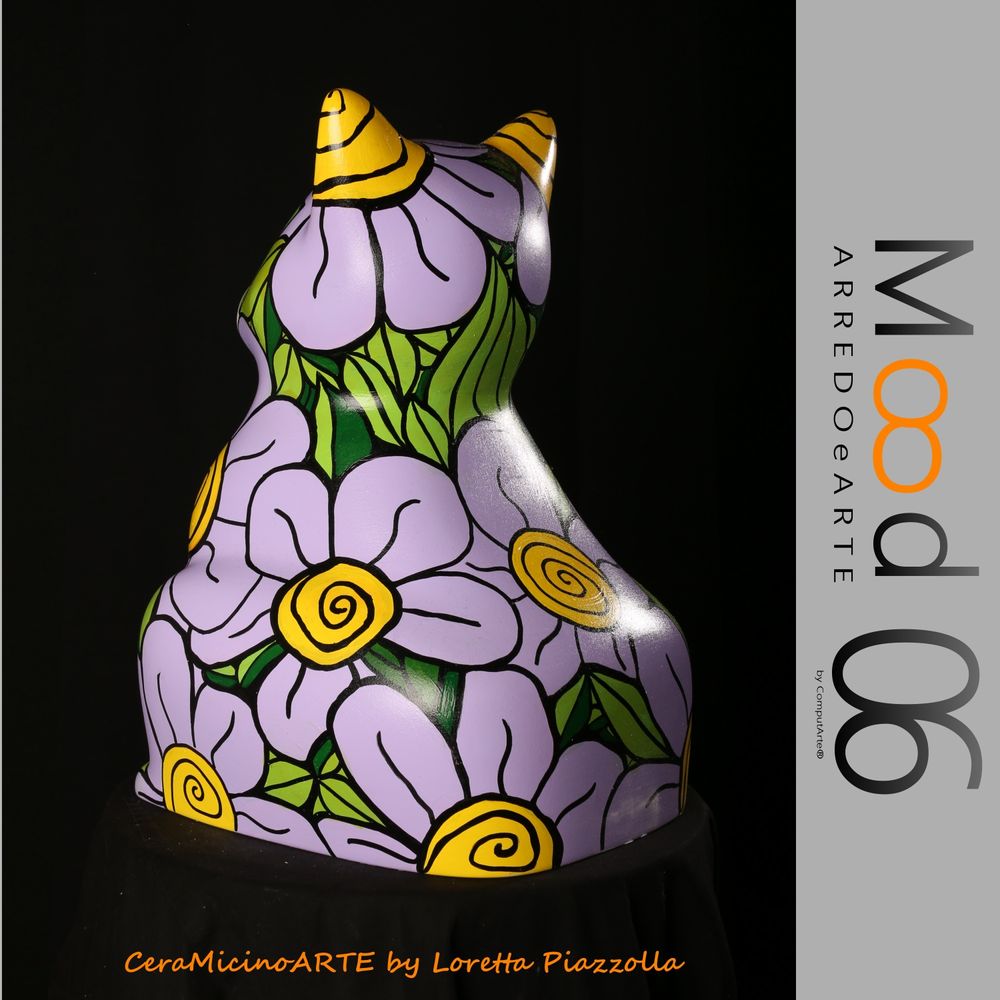 Unique pieces - Bianca Miao - CeraMicinoARTE - a Cat statuette - Unique Art piece made by Loretta Piazzolla - MOOD06 ARREDO E ARTE BY COMPUTARTE®