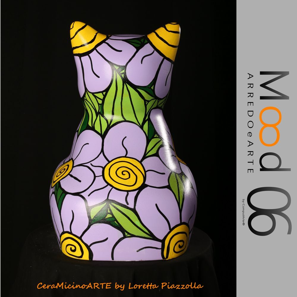 Unique pieces - Bianca Miao - CeraMicinoARTE - a Cat statuette - Unique Art piece made by Loretta Piazzolla - MOOD06 ARREDO E ARTE BY COMPUTARTE®