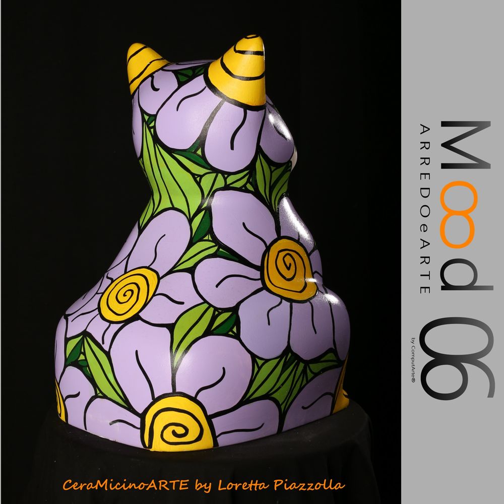 Unique pieces - Bianca Miao - CeraMicinoARTE - a Cat statuette - Unique Art piece made by Loretta Piazzolla - MOOD06 ARREDO E ARTE BY COMPUTARTE®