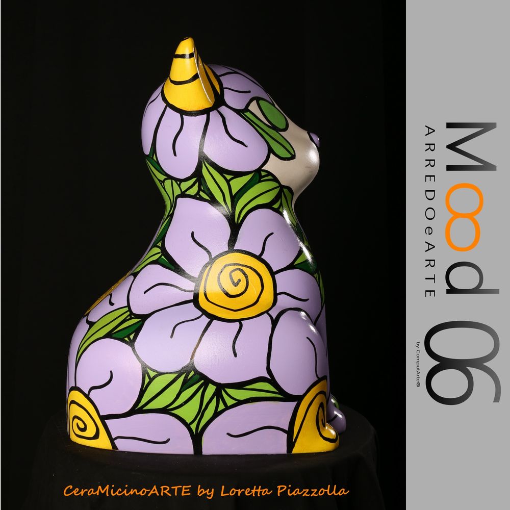 Unique pieces - Bianca Miao - CeraMicinoARTE - a Cat statuette - Unique Art piece made by Loretta Piazzolla - MOOD06 ARREDO E ARTE BY COMPUTARTE®