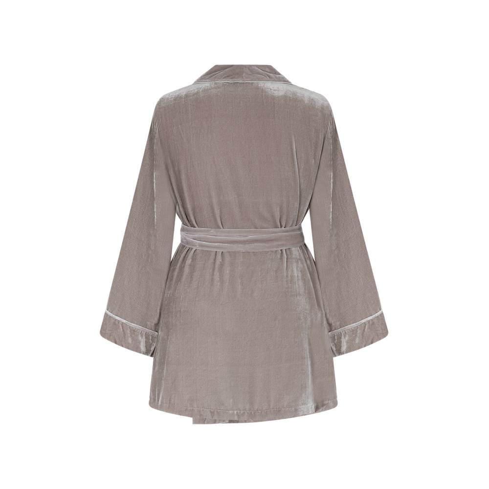 Homewear - Robe courte en velours avec ceinture | Cool Grey - THE ANNAM HOUSE