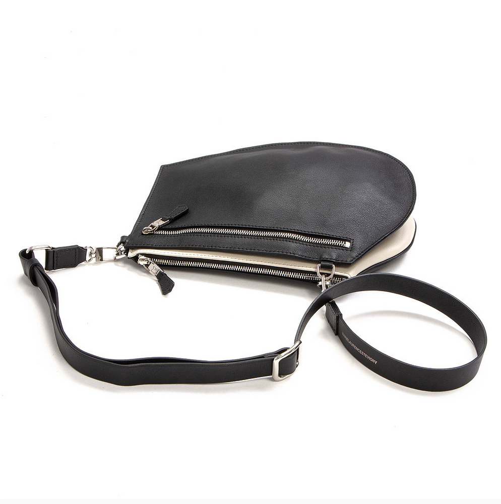 Clutches - Zip Maxi Cut black - Black leather Pouch with removable and adjustable strap - MLS-MARIELAURENCESTEVIGNY