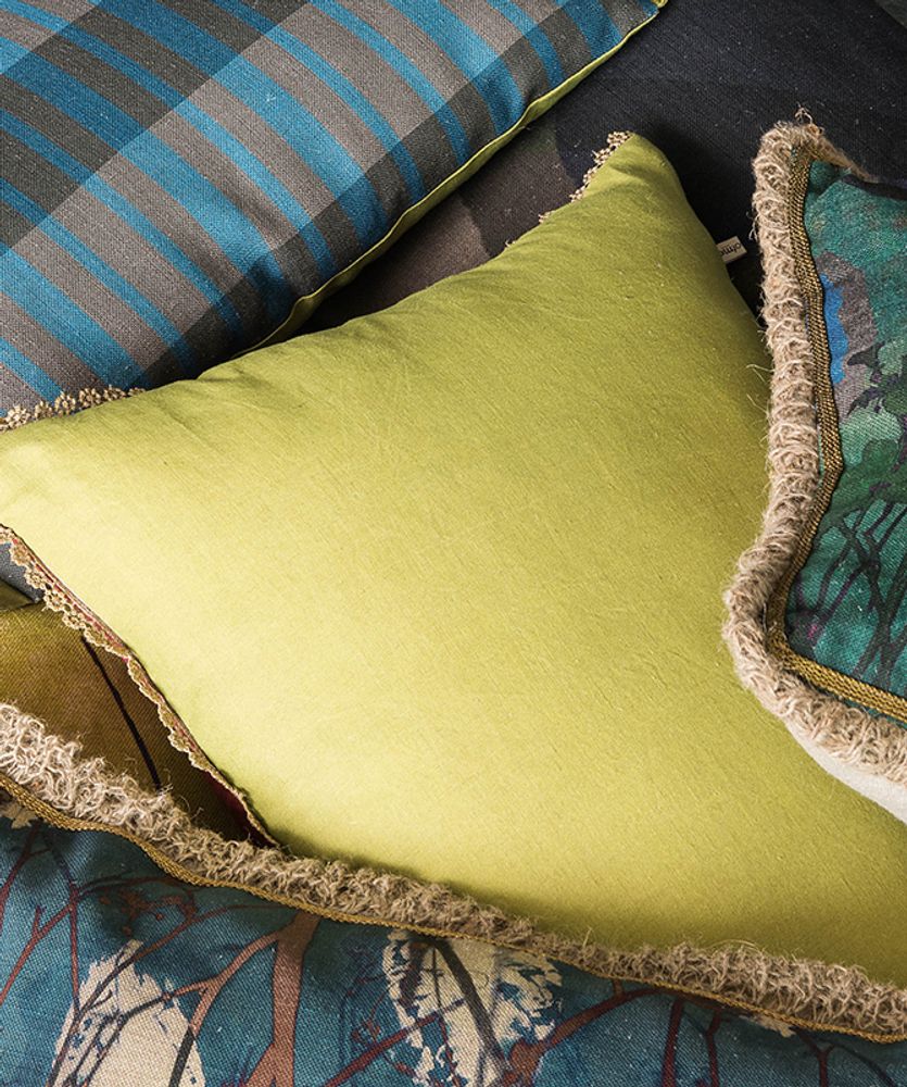Fabric cushions - Green Pea 100% Linen Cushion Cover - TRACES OF ME