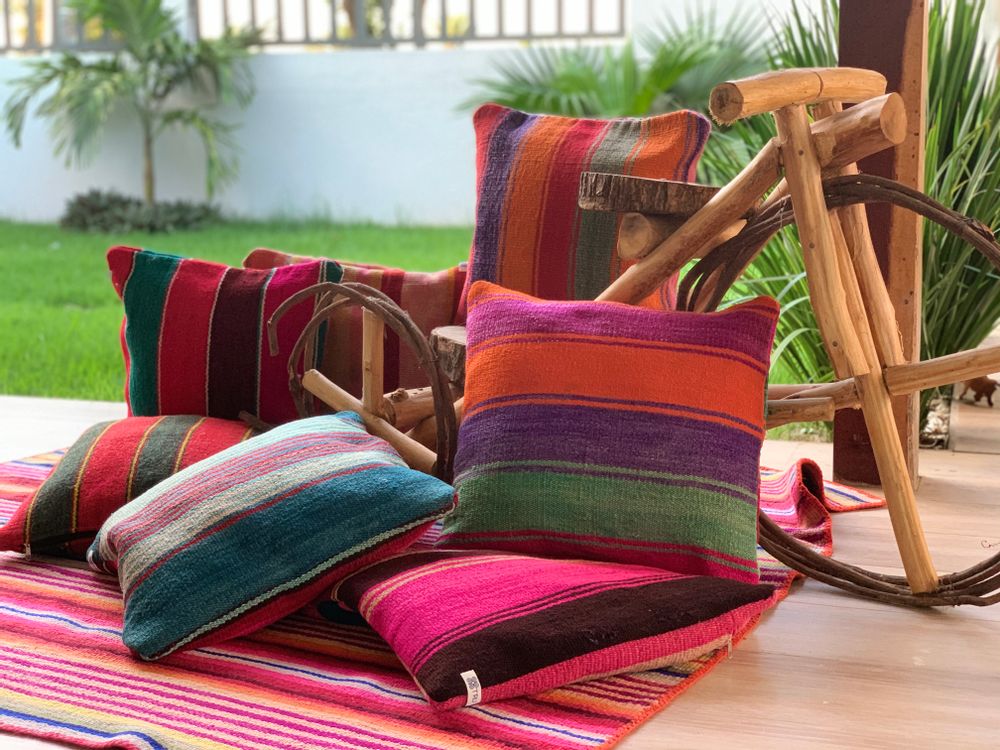 Fabric cushions - Colorful Unique Bolivian pillows - T'RU SUSTAINABLE HANDMADE