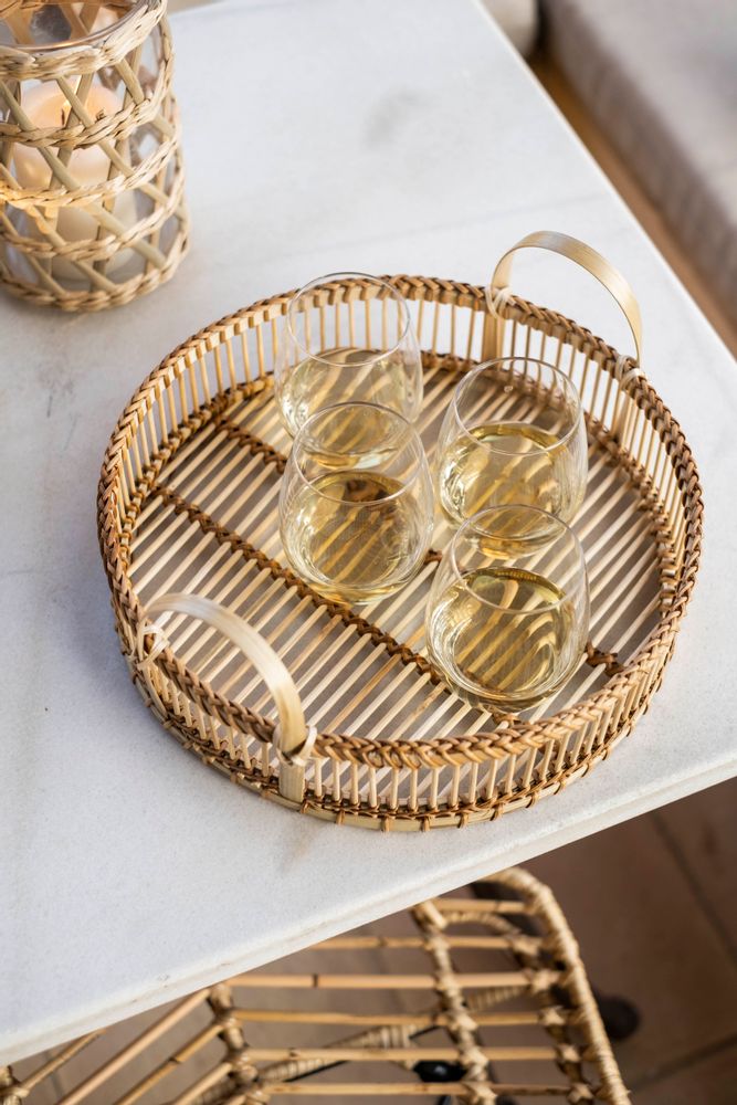 Food storage - BAMBOO TRAY WITH HANDLES Ø30X14 MS21503 - ANDREA HOUSE