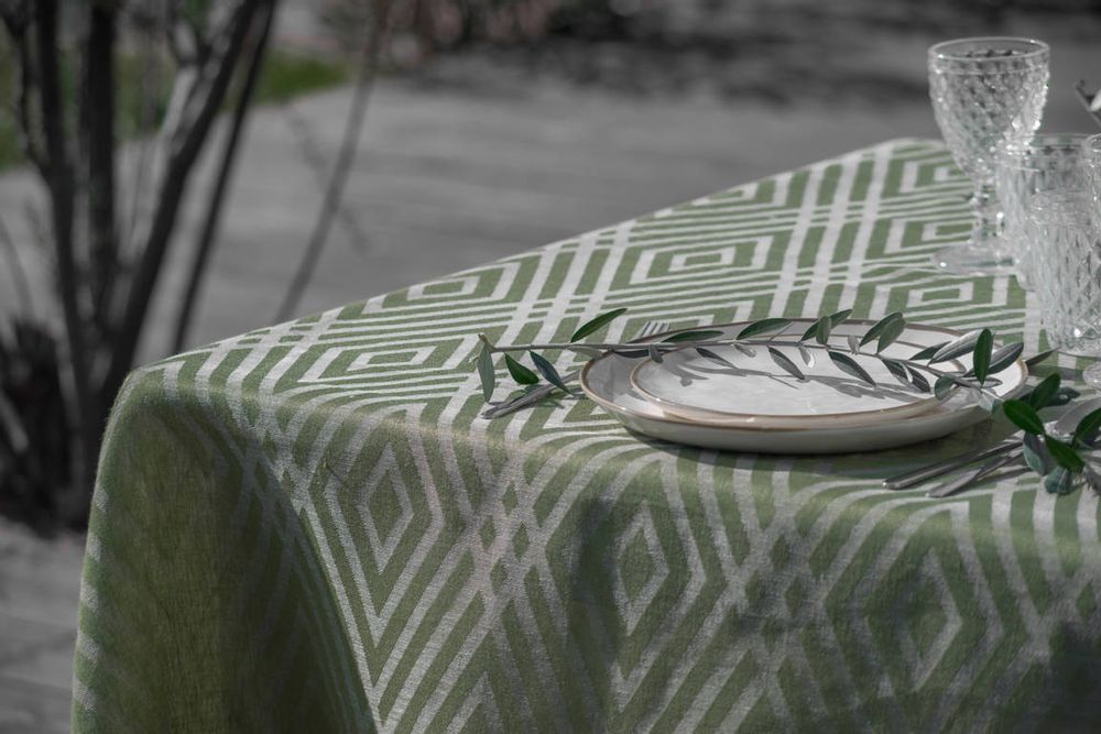 Linge de table textile - Nappe 100% lin « Géométrique » - EVA