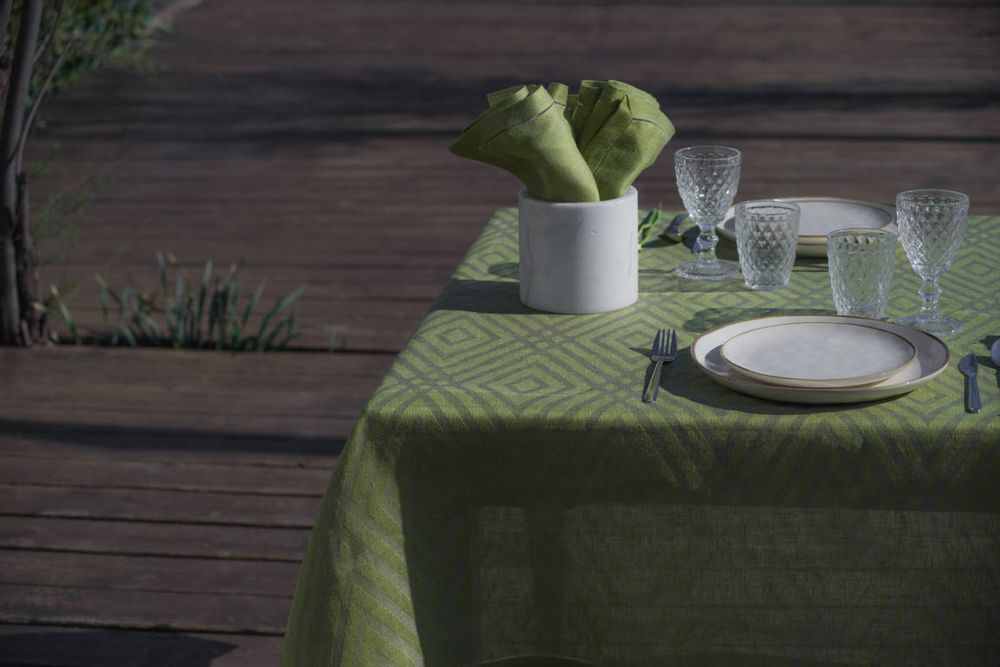 Linge de table textile - Nappe 100% lin « Géométrique » - EVA