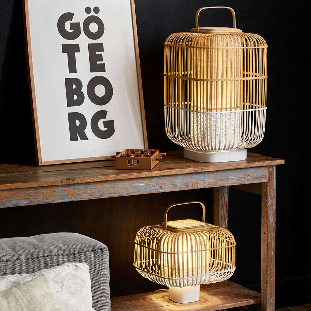 Table lamps - Table lamp and lantern BAMBOO SQUARE - FORESTIER