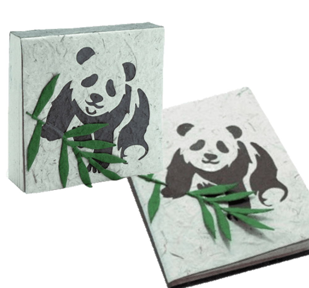 Stationery - Elephant Dung Panda Notepad and Notebook Set - RUE RANGOLI