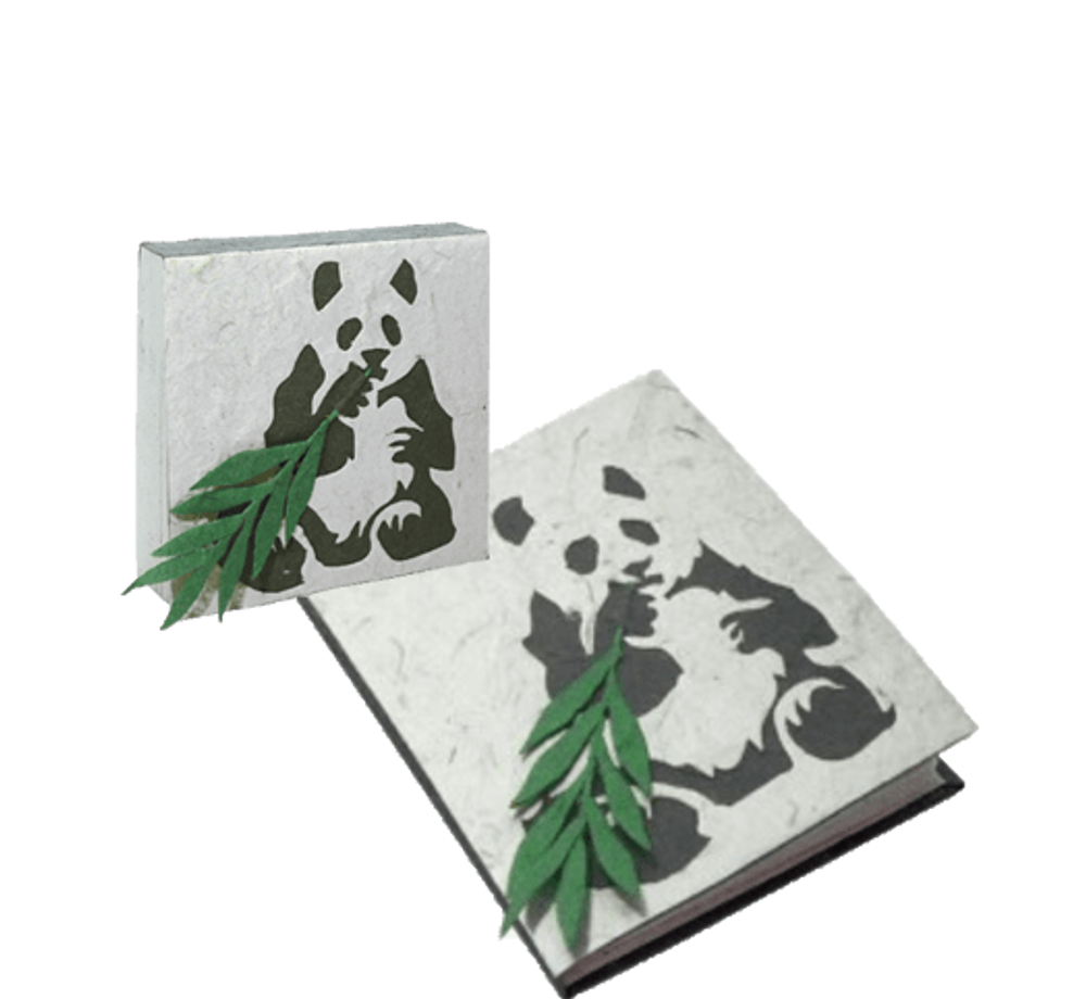 Stationery - Elephant Dung Panda Notepad and Notebook Set - RUE RANGOLI