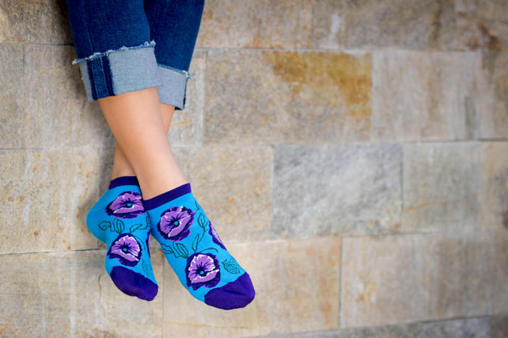 Socks - Bamboo ankle socks Poppies - PIRIN HILL