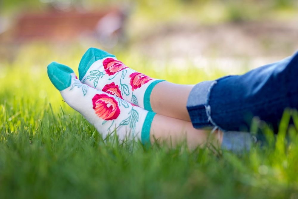 Socks - Bamboo ankle socks Poppies - PIRIN HILL