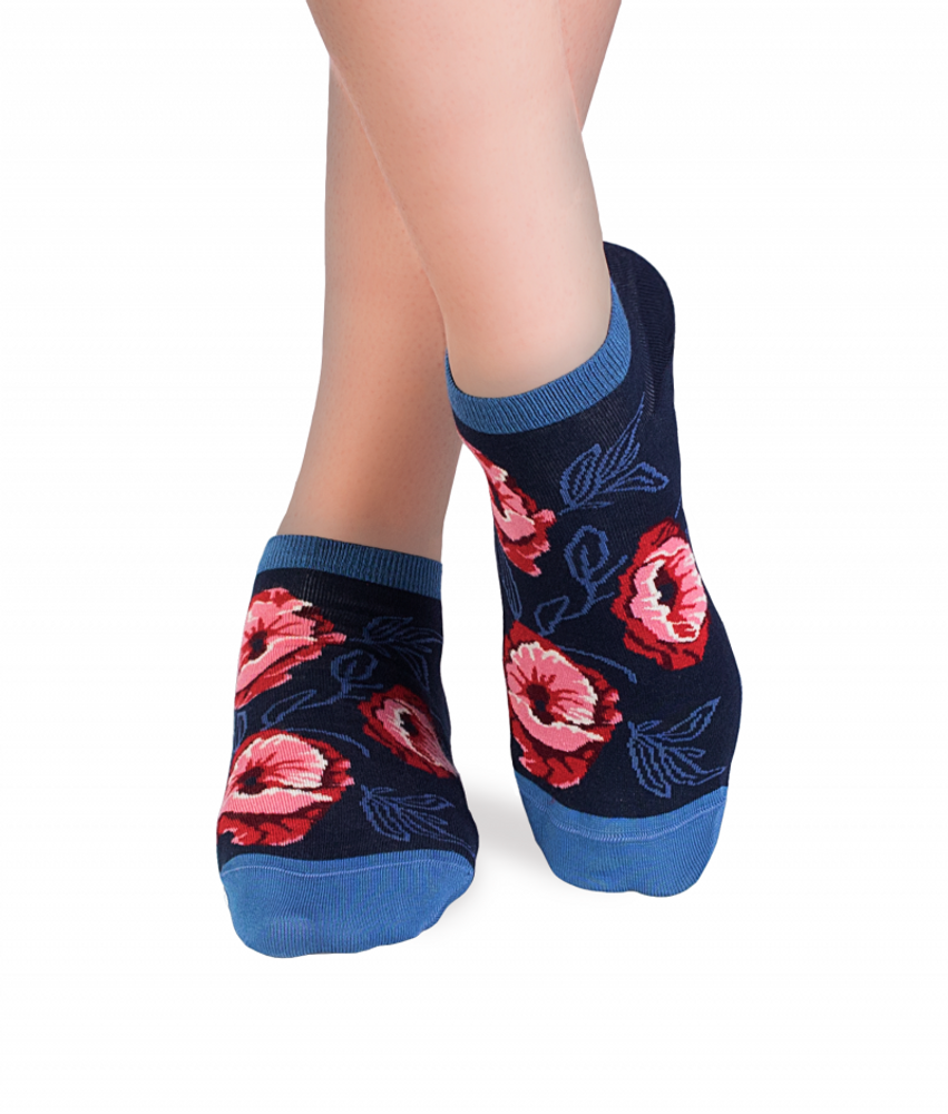 Socks - Bamboo ankle socks Poppies - PIRIN HILL