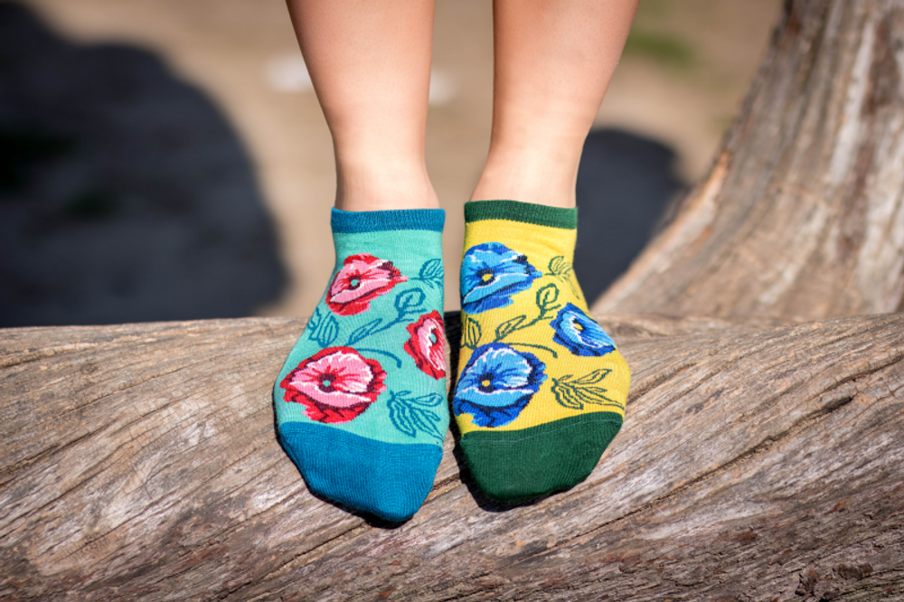 Socks - Bamboo ankle socks Poppies - PIRIN HILL