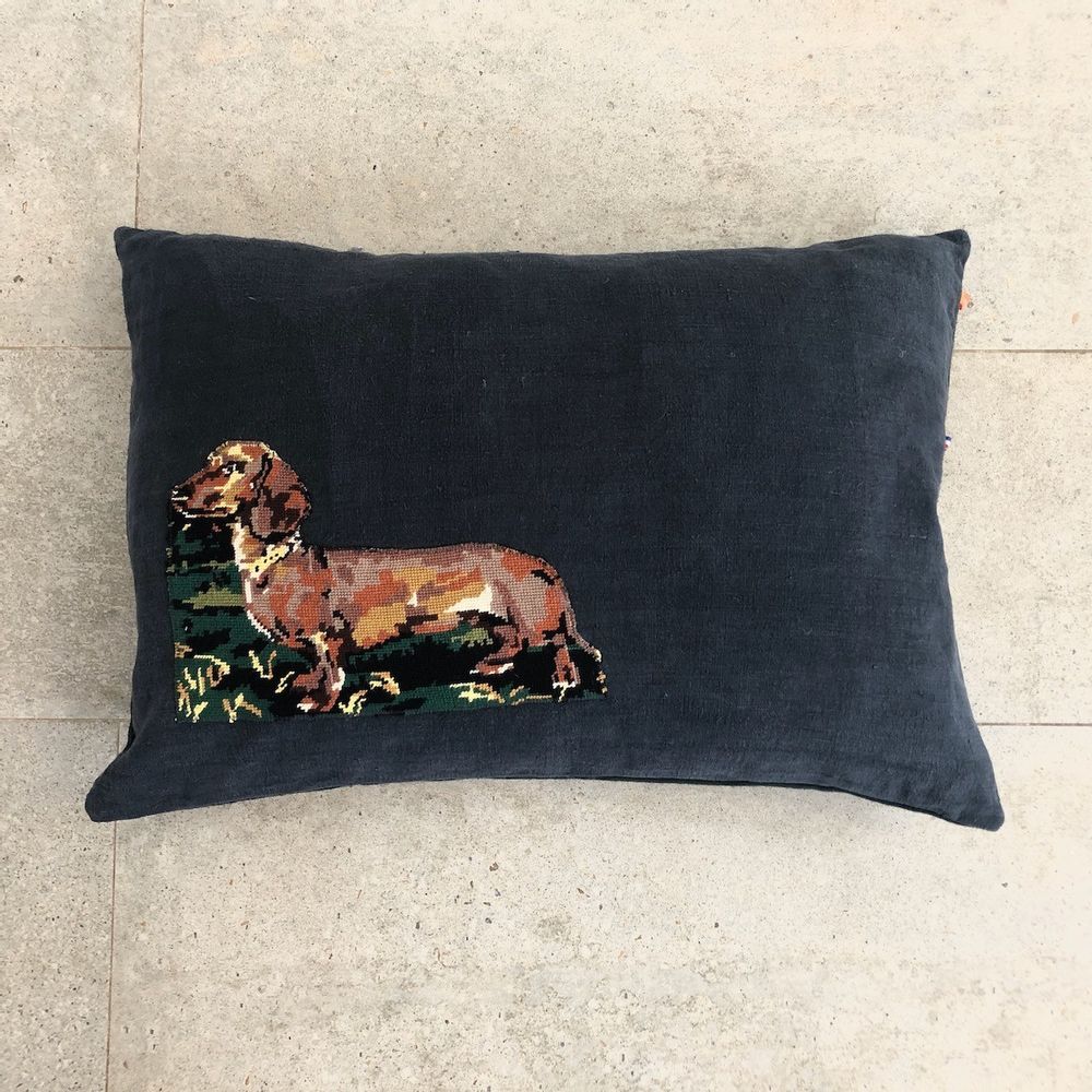 Fabric cushions - Purdey dog cushion “the dachshund” - 50x70cm - L'ATELIER DES CREATEURS