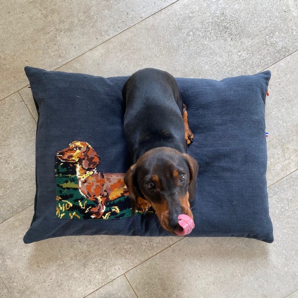 Fabric cushions - Purdey dog cushion “the dachshund” - 50x70cm - L'ATELIER DES CREATEURS