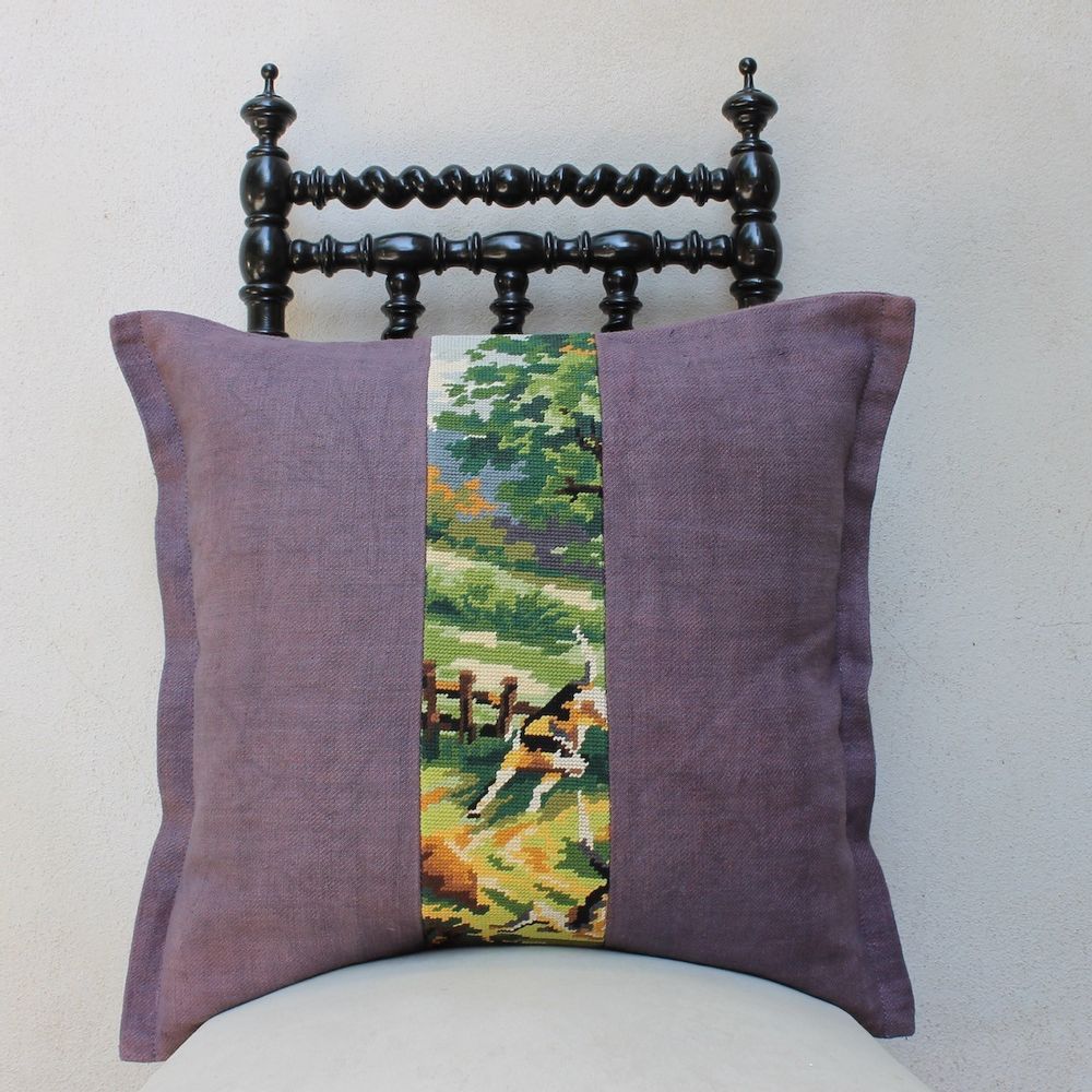 Coussins textile - Coussin canevas "le chien d'arrêt" - 50x50cm - L'ATELIER DES CREATEURS