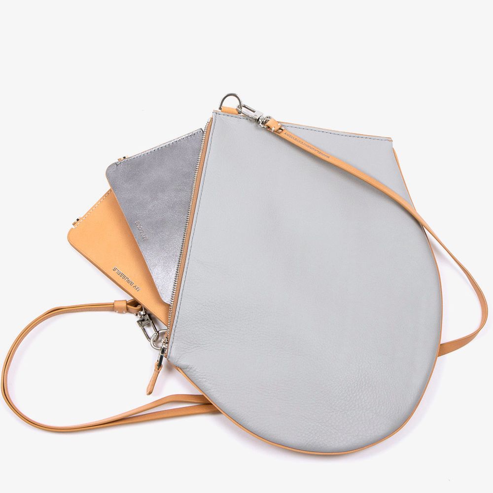 Leather goods - RFID passport and cards wallet - Travel My Love- Grey metallic and b-natural leather - MLS-MARIELAURENCESTEVIGNY