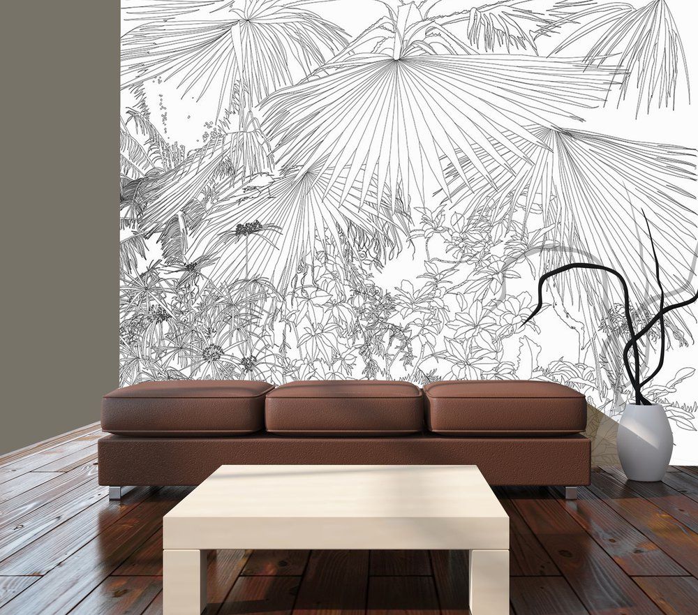 Papiers peints - Papier Peint Jungle Noir et Blanc - INCREATION