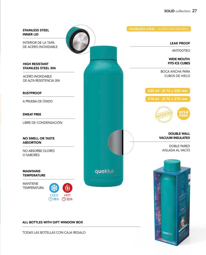 Objets design - QUOKKA THERMAL SS BOUTEILLE SOLIDE TROPICAL 630 ML - QUOKKA BY STOR