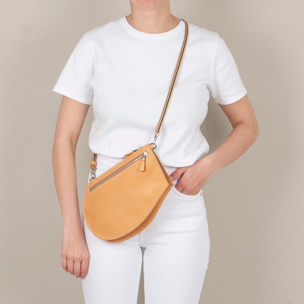 Bags and totes - Zip Maxi Cut natural leather - movable and ajustable Skin ribbon or natural leather strap  - MLS-MARIELAURENCESTEVIGNY