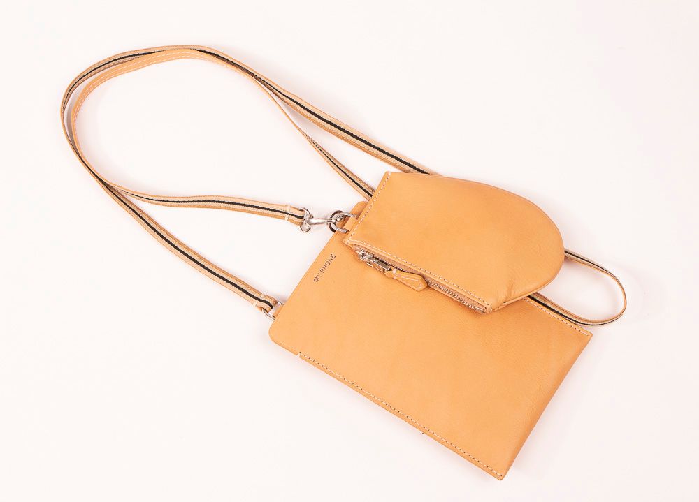 Clutches -  Phone bag - Phone - Natural - with strap - MLS-MARIELAURENCESTEVIGNY