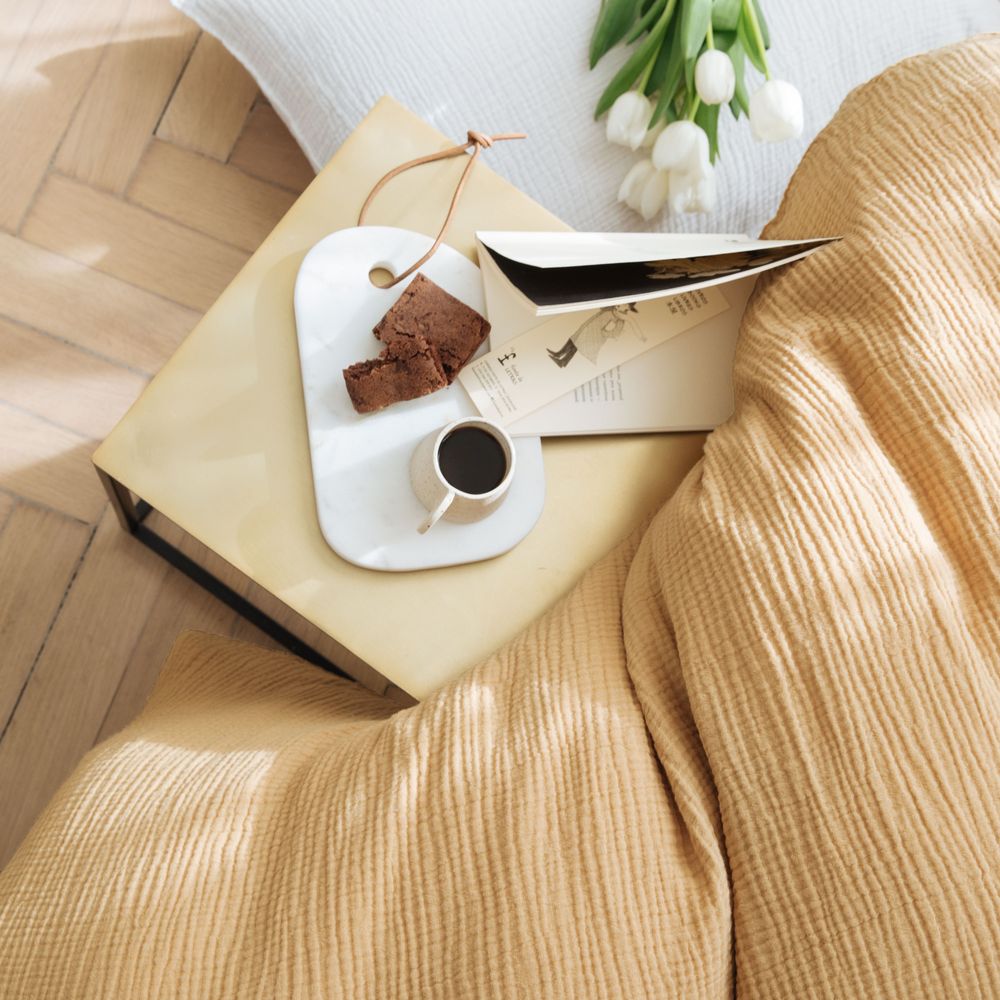 Linge de lit - Simplement gaufré - Double gaze de coton - BLANC CERISE