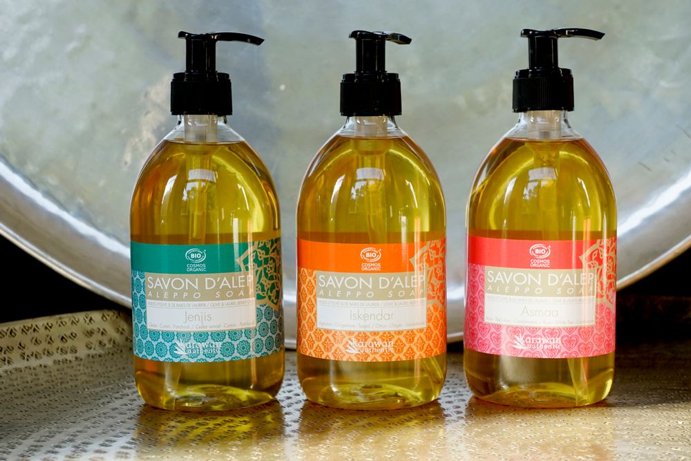 Soaps - Liquid Aleppo soap, certified Bio Cosmos, Olive and natural fragrances. 500ML - KARAWAN AUTHENTIC