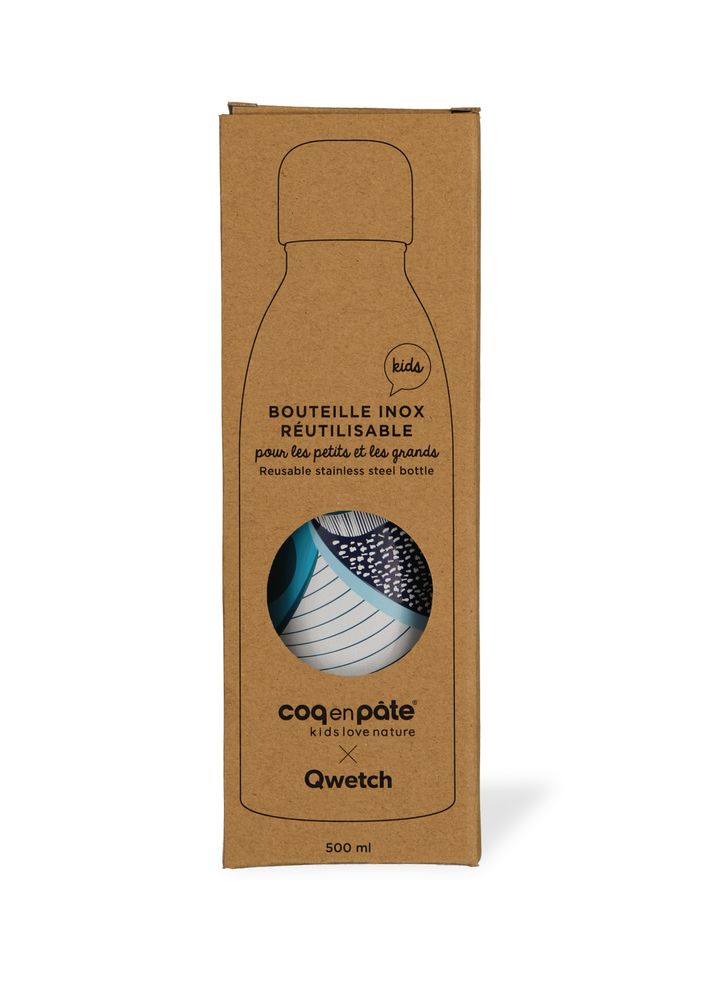 Accessoires enfants - Collab Qwetch x Coq en Pâte - Gourde inox simple paroi Baleine 500ml. - COQ EN PATE