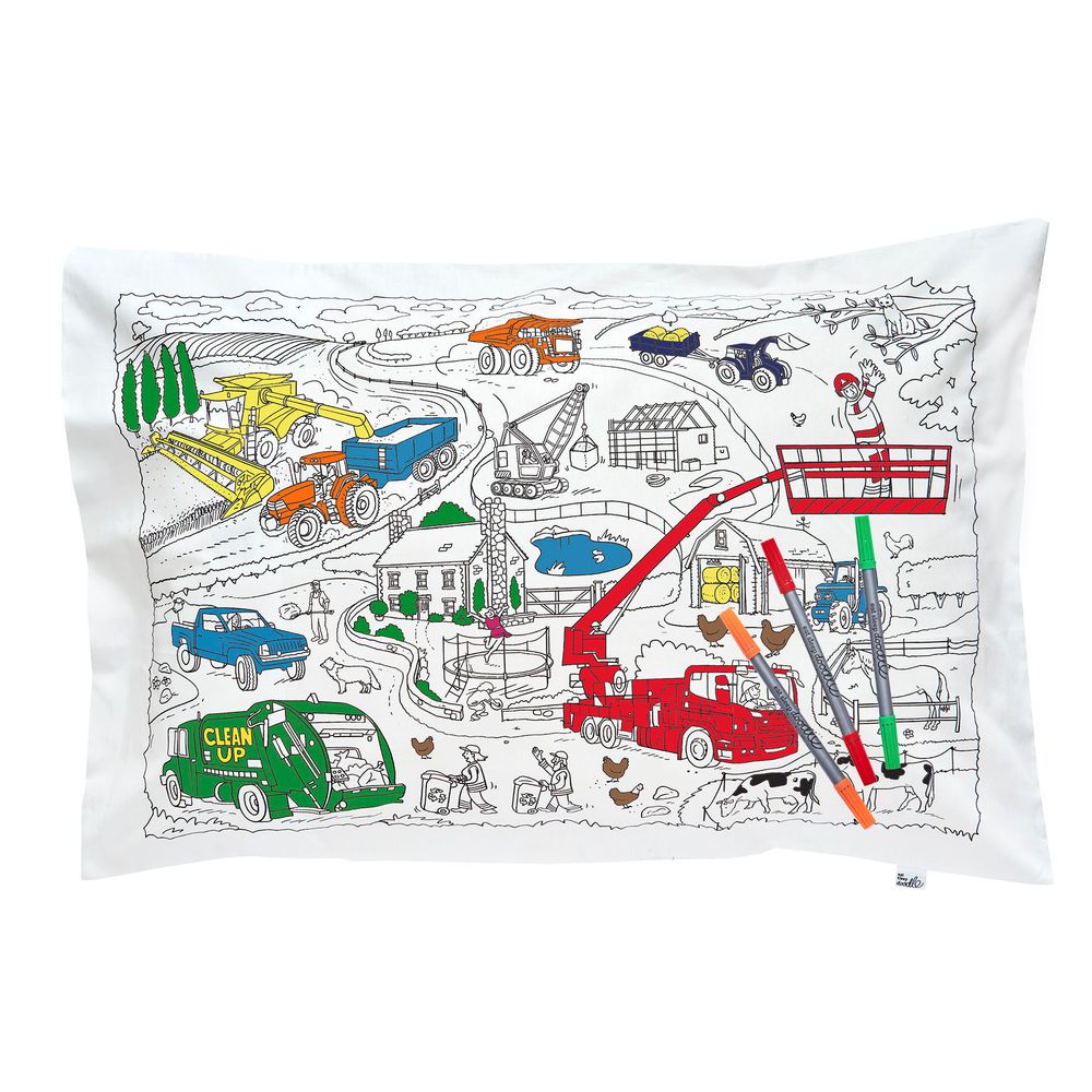 Linge de lit - voiture, camion et taie d'oreiller de tracteur. - EATSLEEPDOODLE