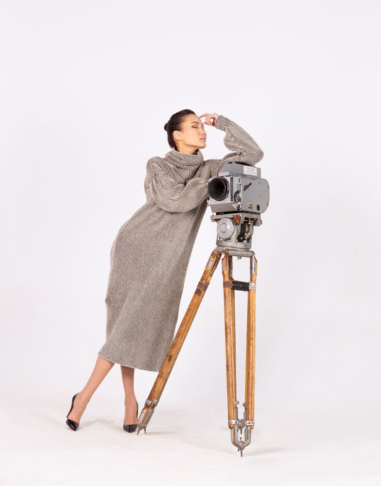 Apparel - Women's snood dress in organic yak and sheep wool, Mongolia - AZZA DESIGN STUDIO ORGANIC CASHMERE MONGOLIE