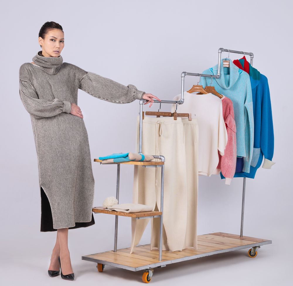 Apparel - Women's snood dress in organic yak and sheep wool, Mongolia - AZZA DESIGN STUDIO ORGANIC CASHMERE MONGOLIE
