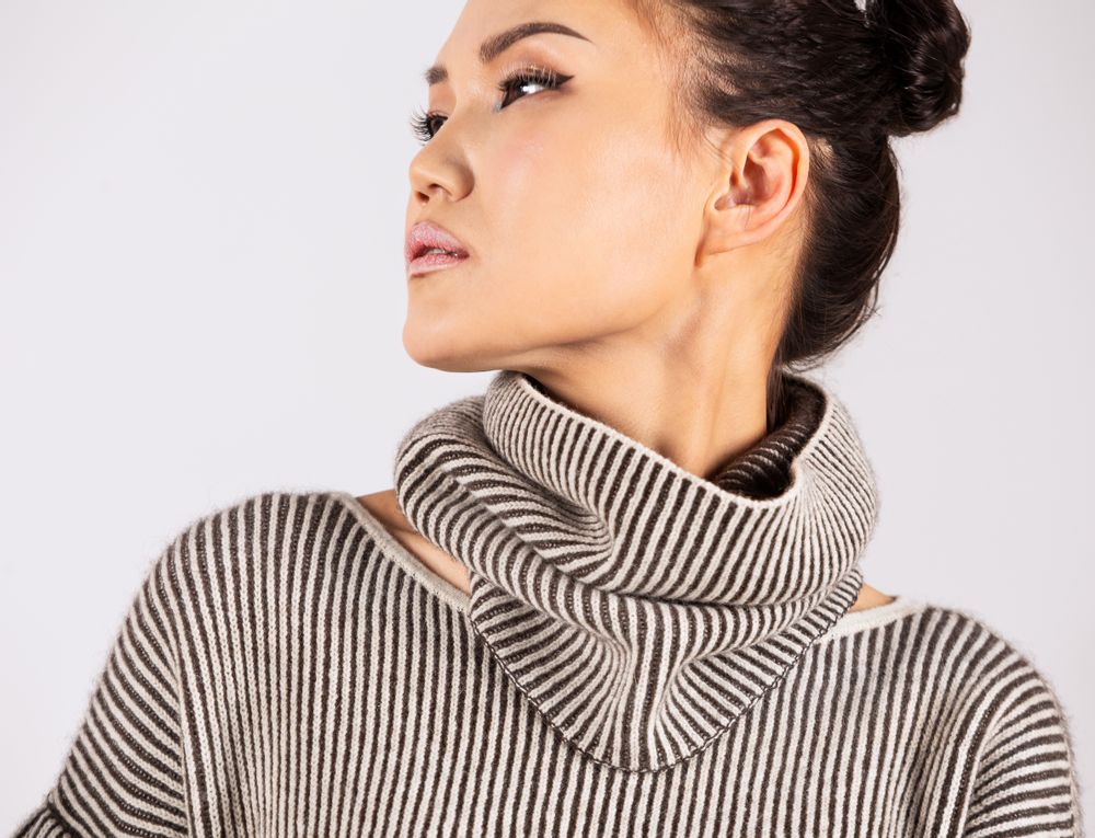 Apparel - Women's snood dress in organic yak and sheep wool, Mongolia - AZZA DESIGN STUDIO ORGANIC CASHMERE MONGOLIE