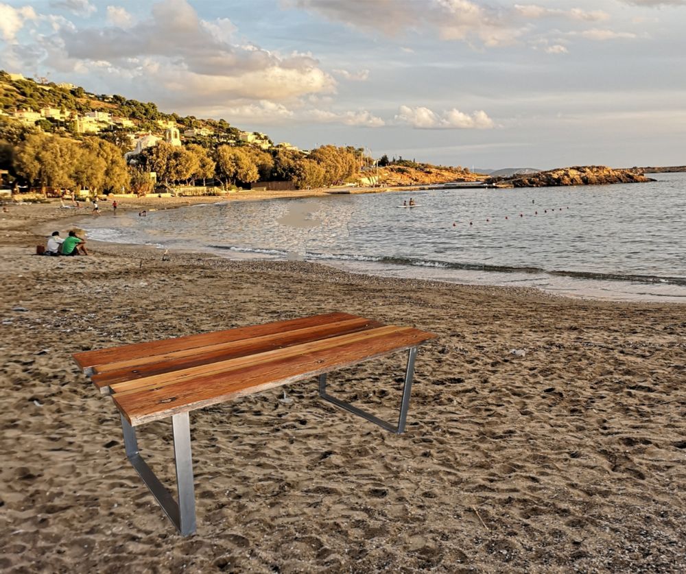 Tables Salle à Manger - Table avec plateau en bois récupéré avec base en acier O - LIVING MEDITERANEO