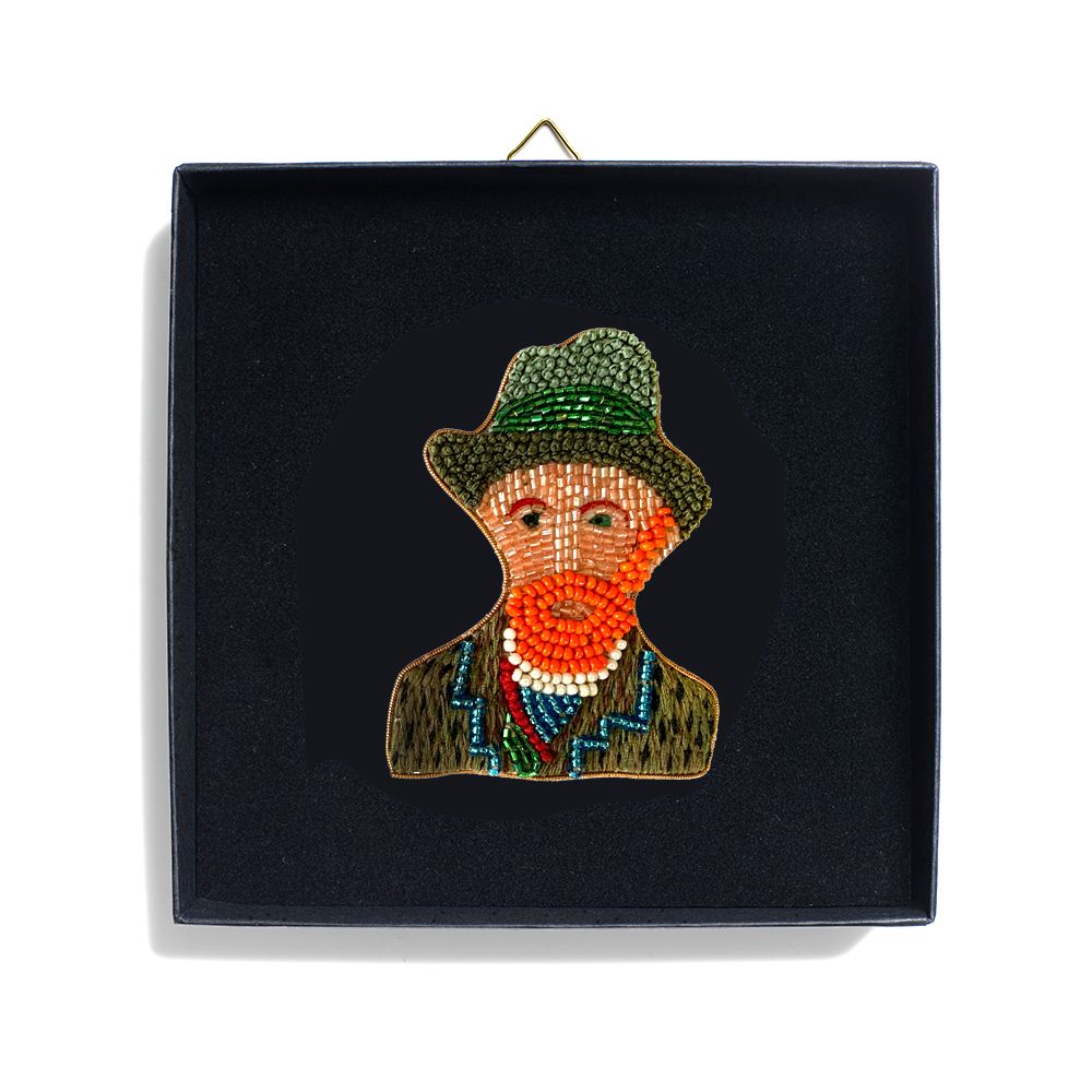Brooches - van Gogh brooche hand made bead embroidery - HELLEN VAN BERKEL HEARTMADE PRINTS