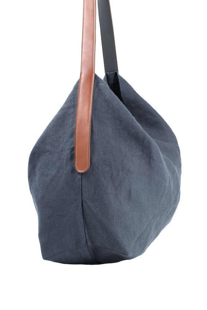 Sacs et cabas - Cabas Lino- Anthracite / 100% Lin Français - L'ATELIER DES CREATEURS
