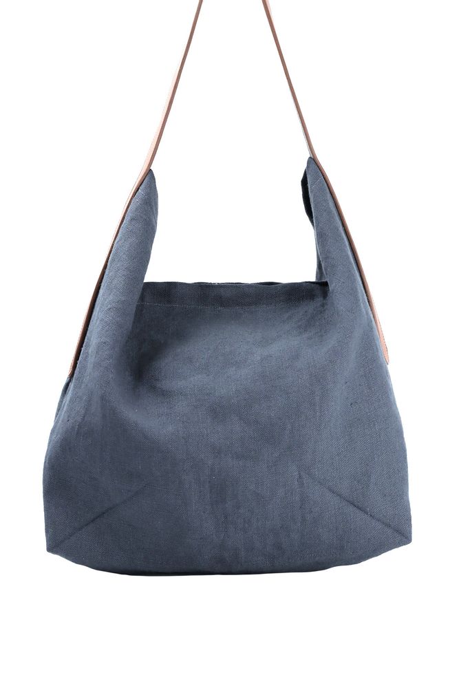 Sacs et cabas - Cabas Lino- Anthracite / 100% Lin Français - L'ATELIER DES CREATEURS