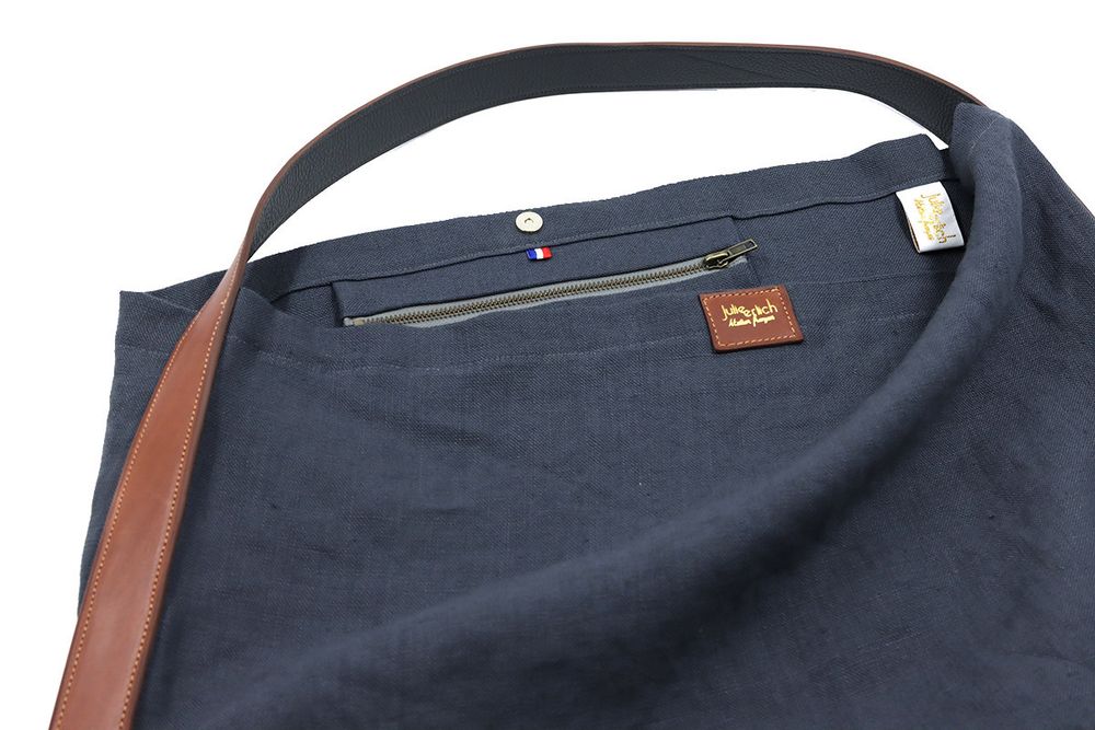 Sacs et cabas - Cabas Lino- Anthracite / 100% Lin Français - L'ATELIER DES CREATEURS