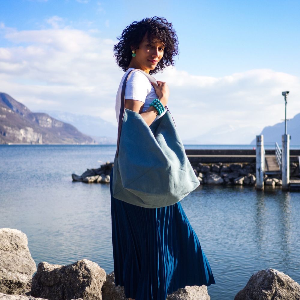 Bags and totes - Lino Tote Bag — Celadon/100% French Linen - L'ATELIER DES CREATEURS