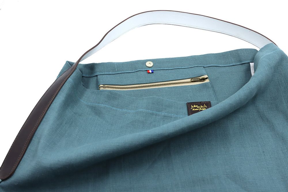 Bags and totes - Lino Tote Bag — Celadon/100% French Linen - L'ATELIER DES CREATEURS