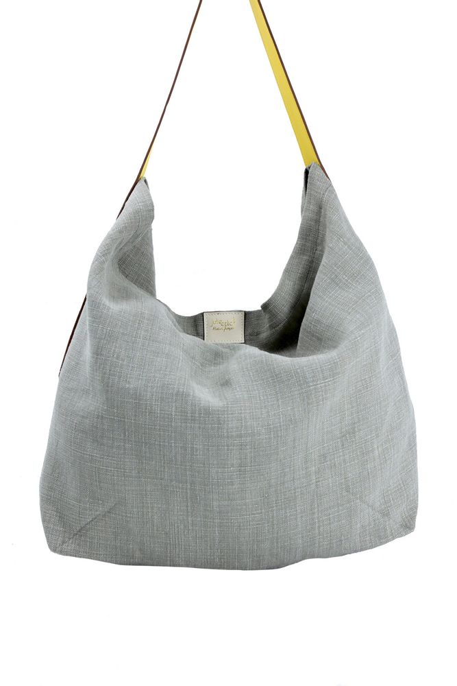 Bags and totes - Lino Tote Bag — Heather Grey/100% French Linen - L'ATELIER DES CREATEURS