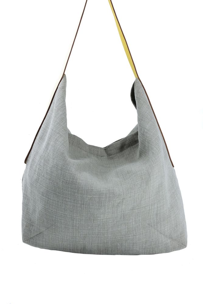 Bags and totes - Lino Tote Bag — Heather Grey/100% French Linen - L'ATELIER DES CREATEURS
